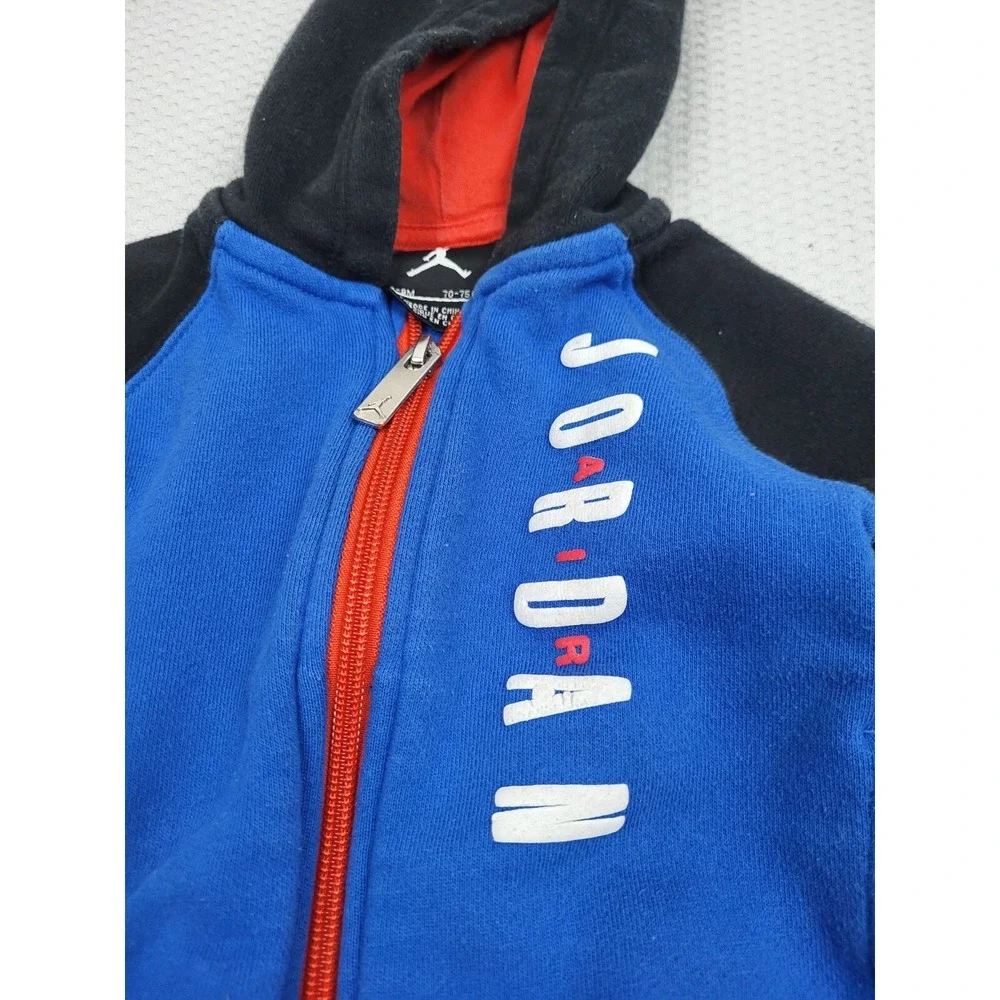 Nike Air Jordan Jacket Infant 6 9M Blue Hoodie Full Zip Spellout Basketball Kids